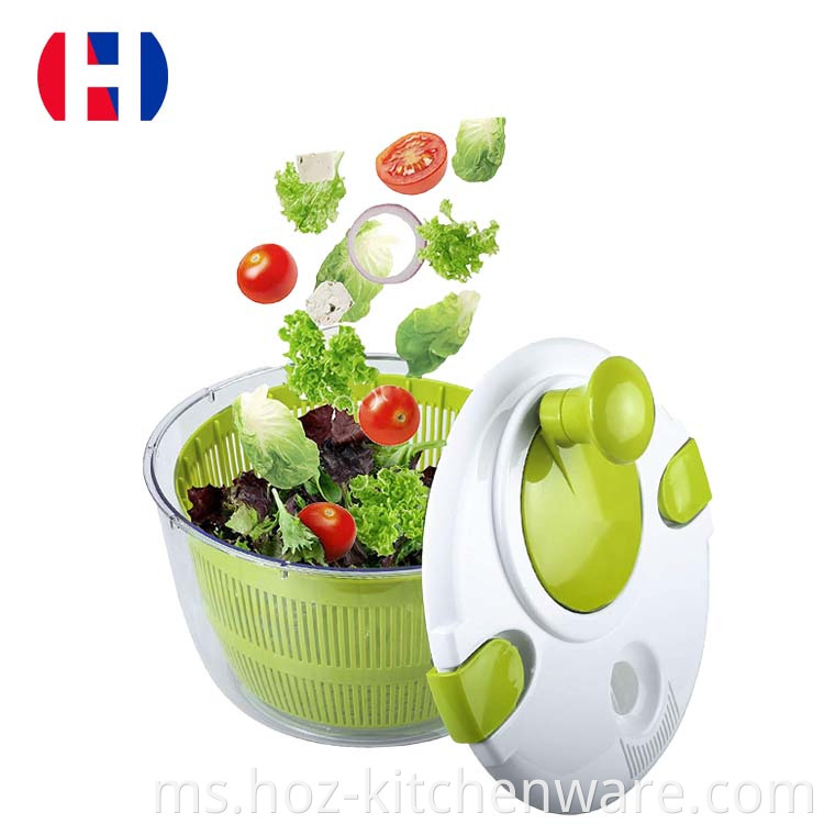 Lettuce Manual Membilas Kerurian Pengeringan Pantas Cepat Dengan 5L Kapasiti Besar Salad Spinner Sayuran Buah -buahan Pengering Hoz